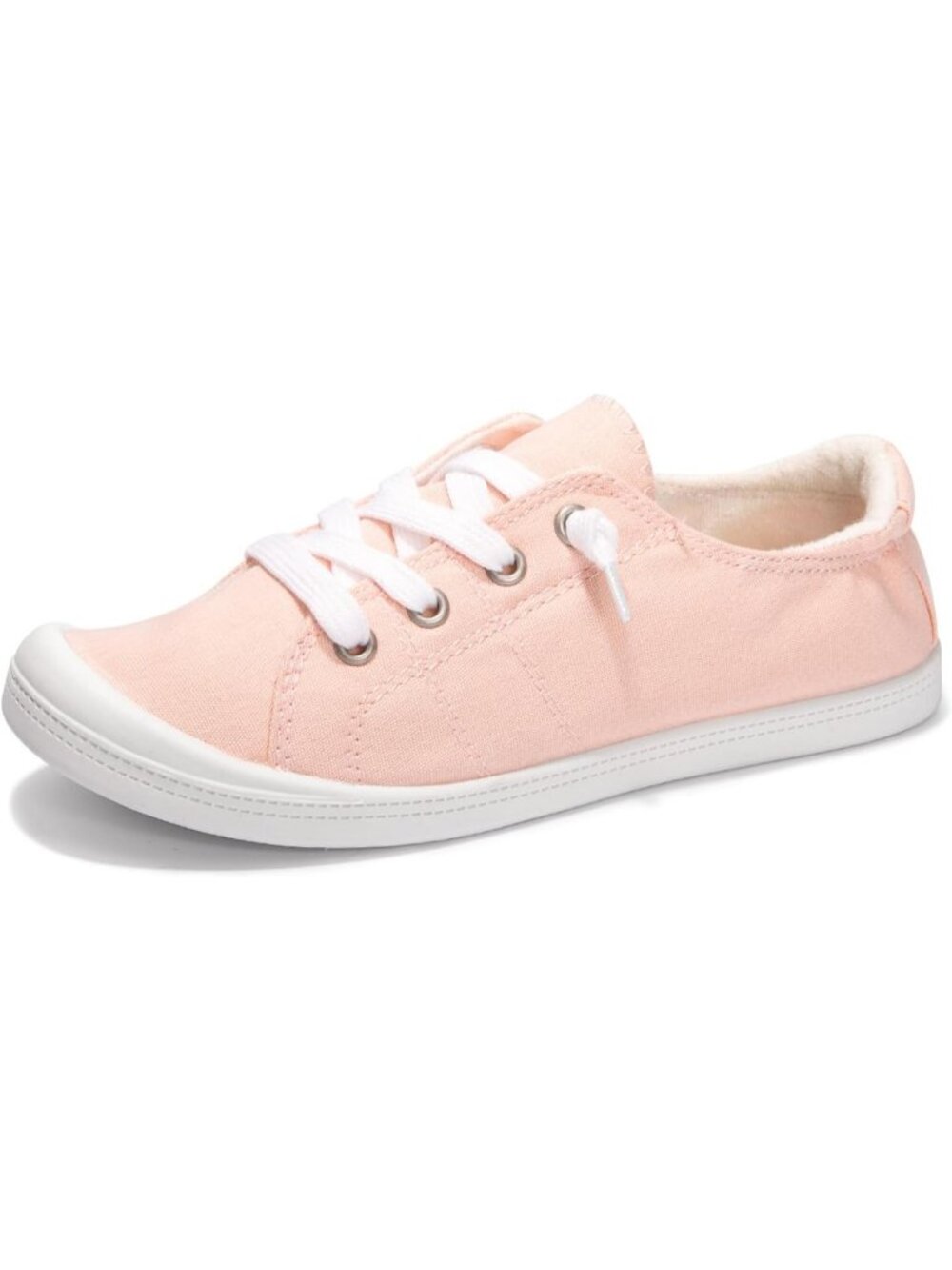 Women's Peach Pink Canvas Low Top Classic Non Slip Rubber Outsole Flat Sneakers